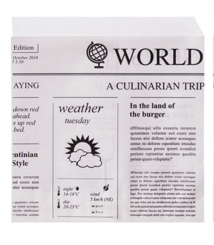 Burger-Tasche "Newspaper" weiß fettdichtes Papier 2-seitig offen 16,0x15,0cm