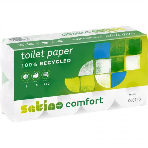 Toilettenpapier weiß "Eco Label" 100% recycled 72 Rollen á 250 Blatt, 3-lagig