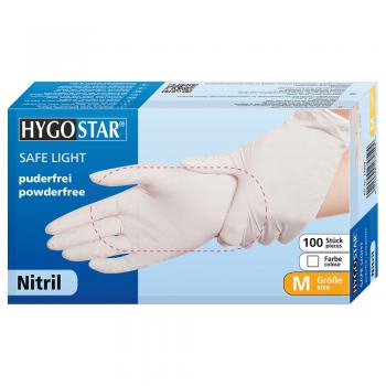 Nitril Einweghandschuhe "Safe Light" puderfrei weiss HYGOSTAR