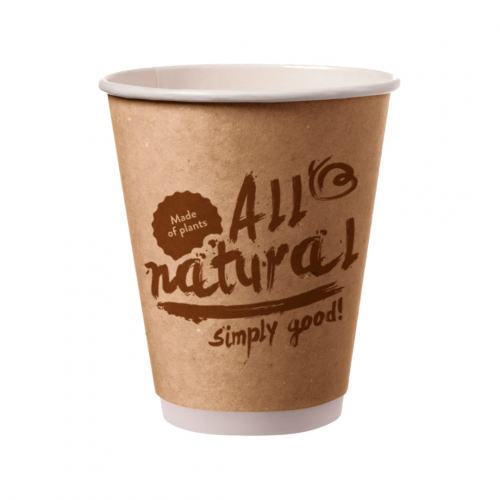 Doppelwand Kaffee Becher "All Natural" 0,3L Ø 9,0cm FSC®, wasserbasierende Beschichtung #kunststoffrei