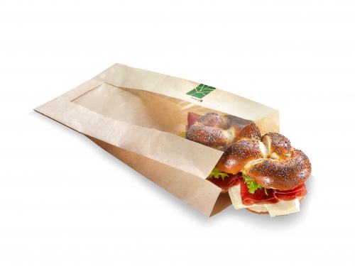 Sandwichbeutel PaperWise mit PLA-Sichtstreifenfenster mittig 37,0x16,0cm