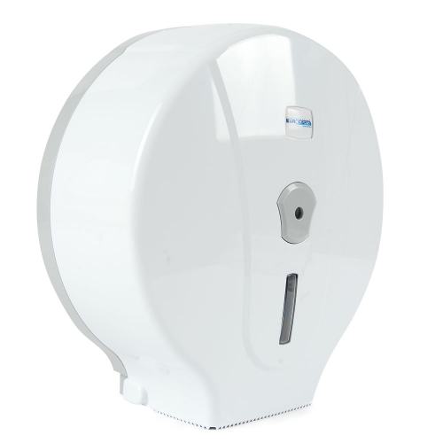 Toilettenpapierspender in weiß für Großrolle, Kunststoff, abschließbar, Wandmontage