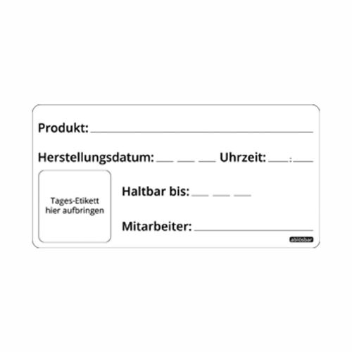 Kombi Etikett mit Platzhalter für Tagesetikett/ Haltbarkeitsetikett ablösbar auf der Rolle