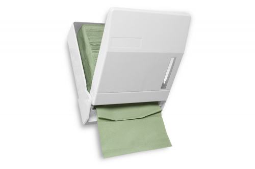 Papierhandtuch Spender weiß, Kunststoff, Kapazität 600 Blatt, Wandmontage (H3)