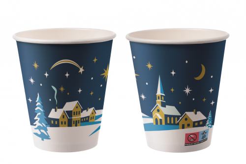 Pappbecher mit Weihnachtsmotiv 0,2L Ø8,0cm - Glühweinbecher