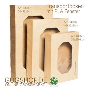 Transport Box Kraft "L" mit PLA Sichtfenster 56,0x32,0x8,0cm