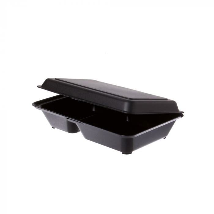 Mehrweg Lunchbox 2-get. PP schwarz 770ml, Made in Germany