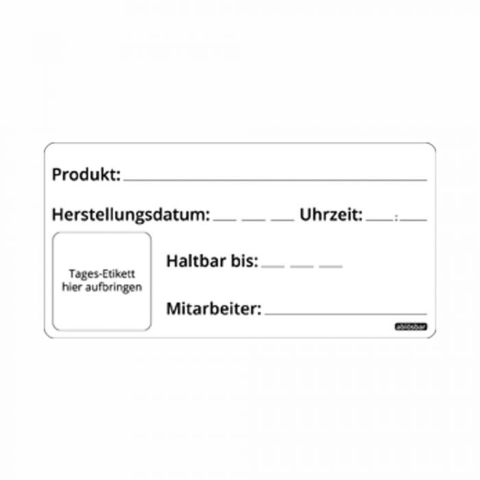 Kombi Etikett mit Platzhalter für Tagesetikett/ Haltbarkeitsetikett ablösbar auf der Rolle