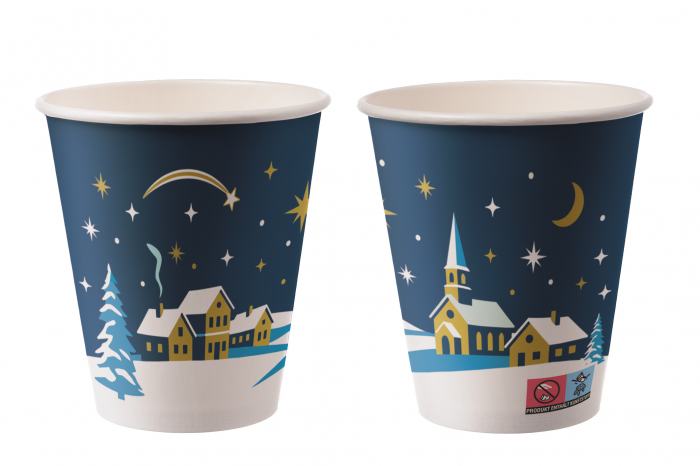 Pappbecher mit Weihnachtsmotiv 0,2L Ø8,0cm - Glühweinbecher