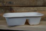 Menüschale 22,9x15,3cm weiß 600/400ml zweigeteilt Zuckerrohr