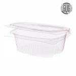 Feinkostschale oval rPET mit Klappdeckel 500ml 15,0 x 12,4 x 5,5cm